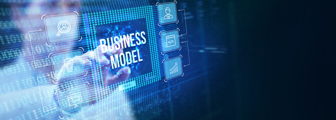 Business, Technology, Internet and network concept. Shows the inscription: BUSINESS MODEL.