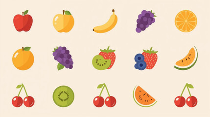 Colorful Assortment of Fresh Healthy Fruits Collection