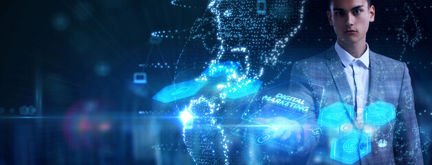 Business, Technology, Internet and network concept. Digital Marketing content planning advertising...