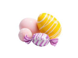 Pink yellow purple striped easter egg candies candy eggs, Isolated, Png Transparent Background