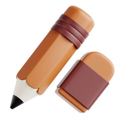 3D illustration Pencil and Erase