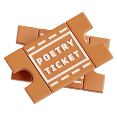 3D illustration Poetry Reading Ticket