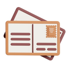 3D illustration Postcard Note