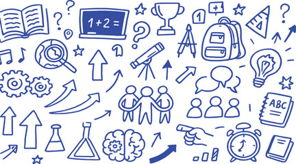 Education and Learning Doodle Collection with Symbols and Icons school knowledge