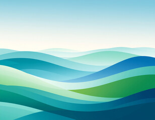 Waves of Tranquility: Gentle, undulating waves in soothing shades of teal and green cascade across the canvas, evoking a sense of serenity and the calming rhythm of nature.