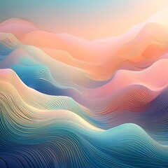 Chromatic Topography: A mesmerizing abstract depiction of undulating landscapes, rendered in a spectrum of soft, pastel hues, evokes a sense of serene tranquility and ethereal beauty.