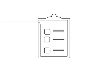 Checklist clipboard continuous line drawing minimal one line art concept of task list organization