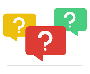 Question mark speech bubble icon set. Editable vector illustration of colorful inquiry symbols. EPS FAQ and help pack
