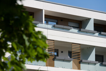 Exterior of a modern residential building with balconies