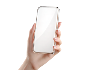 Female hand holding transparent smartphone image, Isolated, Png Transparent Background