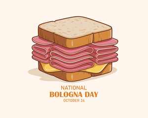 National Bologna Day vector. Bologna sandwich icon vector. Toasted bread with salami drawing. October 24. 