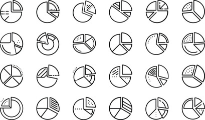Bundle Minimal Line Icon Of A Pie Chart Eps 5