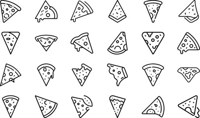 Bundle Minimal Line Icon Of A Pizza Slice Eps 6