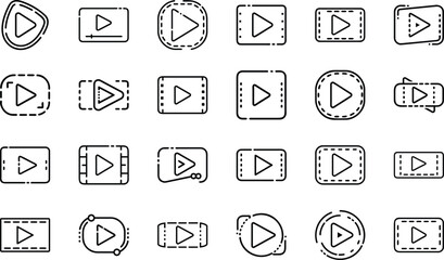 Bundle Minimal Line Icon Of A Play Button Eps 7