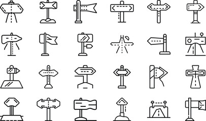 Bundle Minimal Line Icon Of A Road Sign Eps 10