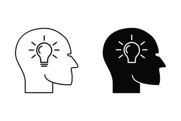 Dreaming, thinking idea. Flat line vector icon for mobile application, button and website design. Illustration isolated on white background. EPS 10 design, logo, app, infographic.