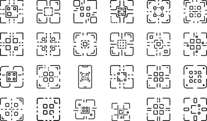 Bundle Minimal Line Icon Of A Qr Code Eps 9