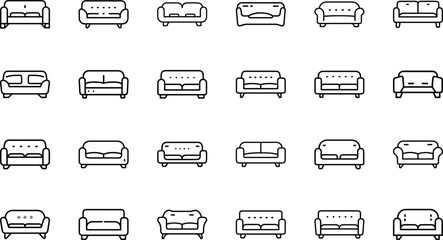Bundle Minimal Line Icon Of A Sofa Eps 13