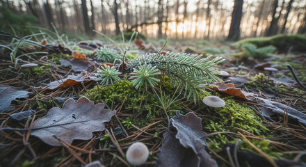 Frosted Forest Floor in Golden Morning Light