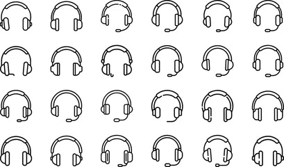 Bundle Minimal Line Icon Of Headphones Eps 23