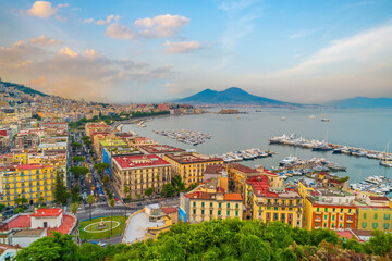 Downtown Naples city skyline, cityscape of  Italy