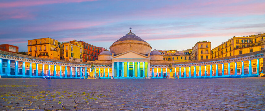 Downtown Naples city skyline, cityscape of  Italy