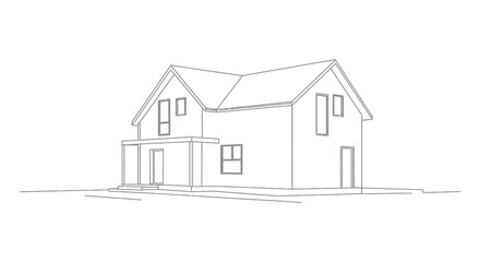 Simple line drawing of a two story house exterior minimalist style