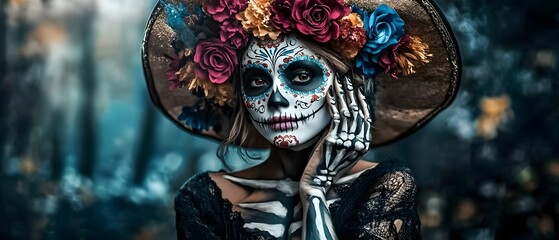 Catrina portrait during Dia de los Muertos celebration