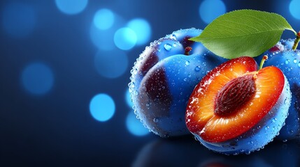 Blue fruit with leaf vibrant healthy food image vibrant blue fruit green leaf accent perfect healthy food choice