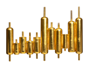 Golden Luxury Candlestick Chart with Elegant Metallic Finish, Transparent Background