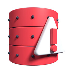 3D Database Error Icon with Red Server Stack and Warning Sign
