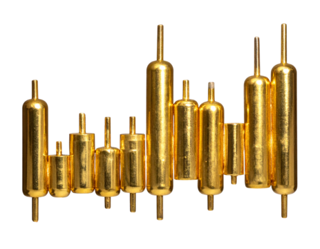 Golden Luxury Candlestick Chart with Elegant Metallic Finish, Transparent Background