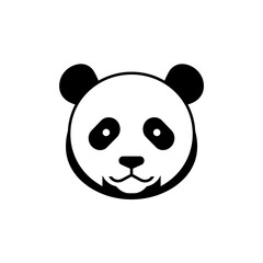 Simple Black and White Panda Head Illustration for Designs and Logos