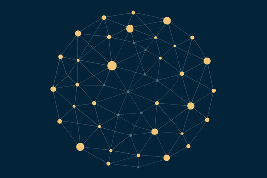 Glowing thin vector illustration geometric abstract connected network web nodes forming lines