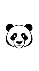 Minimalist black and white illustration of a panda's face, showcasing its iconic markings in a clean, modern design perfect for branding and creative projects
