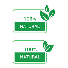 100% Natural icon set. 100% Natural logo, label, sign, badge, symbol, banner, line, flat vector, isolated illustration. 100% Natural label for product packaging design. Organic and eco product sign.