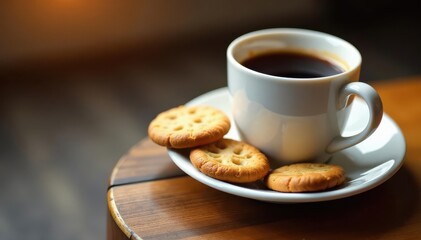 Coffee and cookies beside white cup on guitar , food, biscuits, sweet
