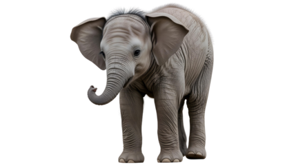 Cute Baby Elephant Standing Isolated
