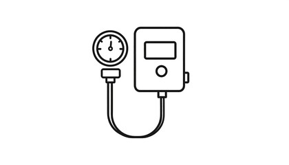 Simple outline diagram of a pressure gauge and control box