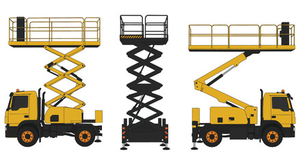 Illustrative comparison of three different types of aerial work platforms