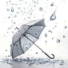 Shielded from the storm with a sturdy umbrella in a downpour weather