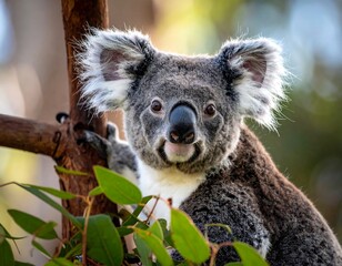 Koala in Eucalyptus Tree, Australian Wildlife.
