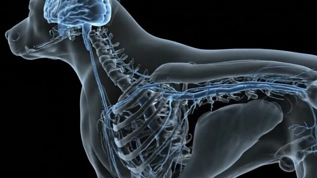 Canine Anatomy in Detail Dog s Brain Spine Veins X Ray View Animal Health Science Veterinary Medicine Learning Guide 3D
