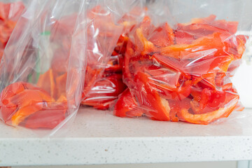 Red Bell organic Peppers sliced for food prep