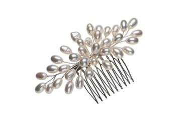Fototapeta premium Elegant pearl hair comb with delicate silver wire accents for special occasions