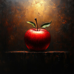red apple on a black background