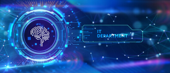 IT consultant presenting tag cloud about information technology. 3d illustration