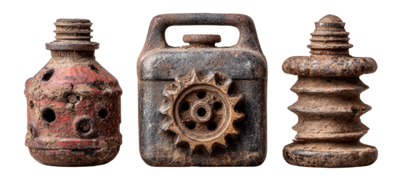 Vintage Mechanical Objects Isolated on Transparent Background for Clipart Use