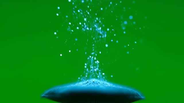 Bioluminescent mushroom spores slowly dispersing and floating in the air, isolated on green screen slowly dispersing, woods, isolated