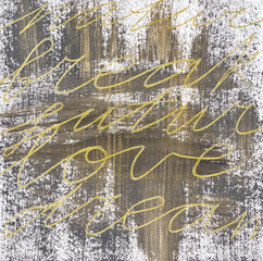 Handwritten inspirational words break, future, love, dream on distressed background with artistic brush effect.